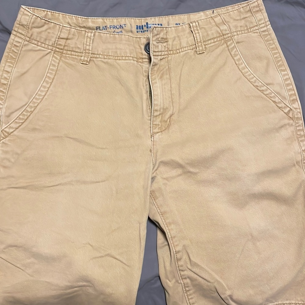 Mens flat front khaki shorts